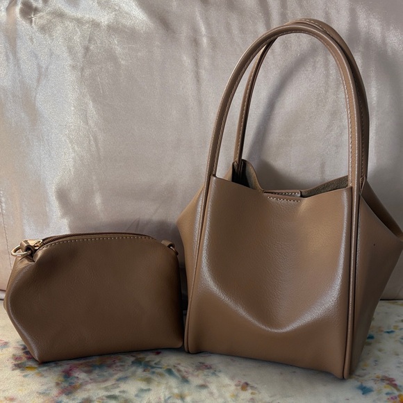 By Anthropologie Handbags - Anthropologie Brown Handbag Set